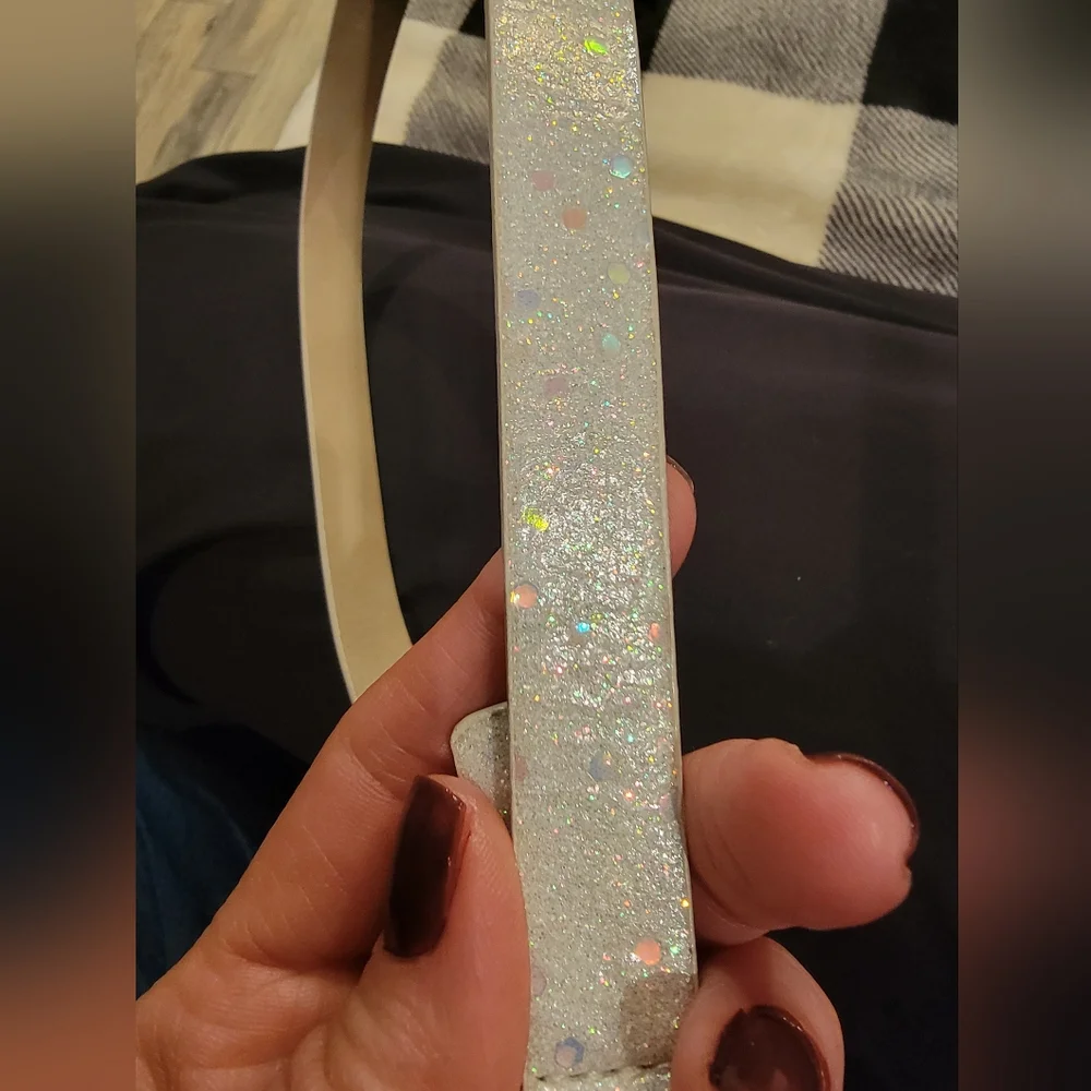 Sparkly Silver Belt with Heart Buckle